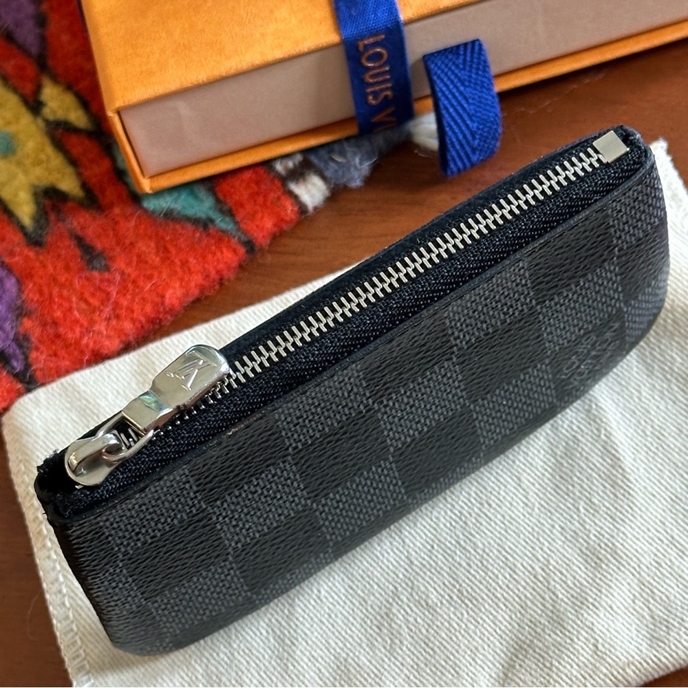 Louis Vuitton Damier Graphite Pochette Cles Wallet Coin Purse Key Pouch N60155 - Picture 6 of 15